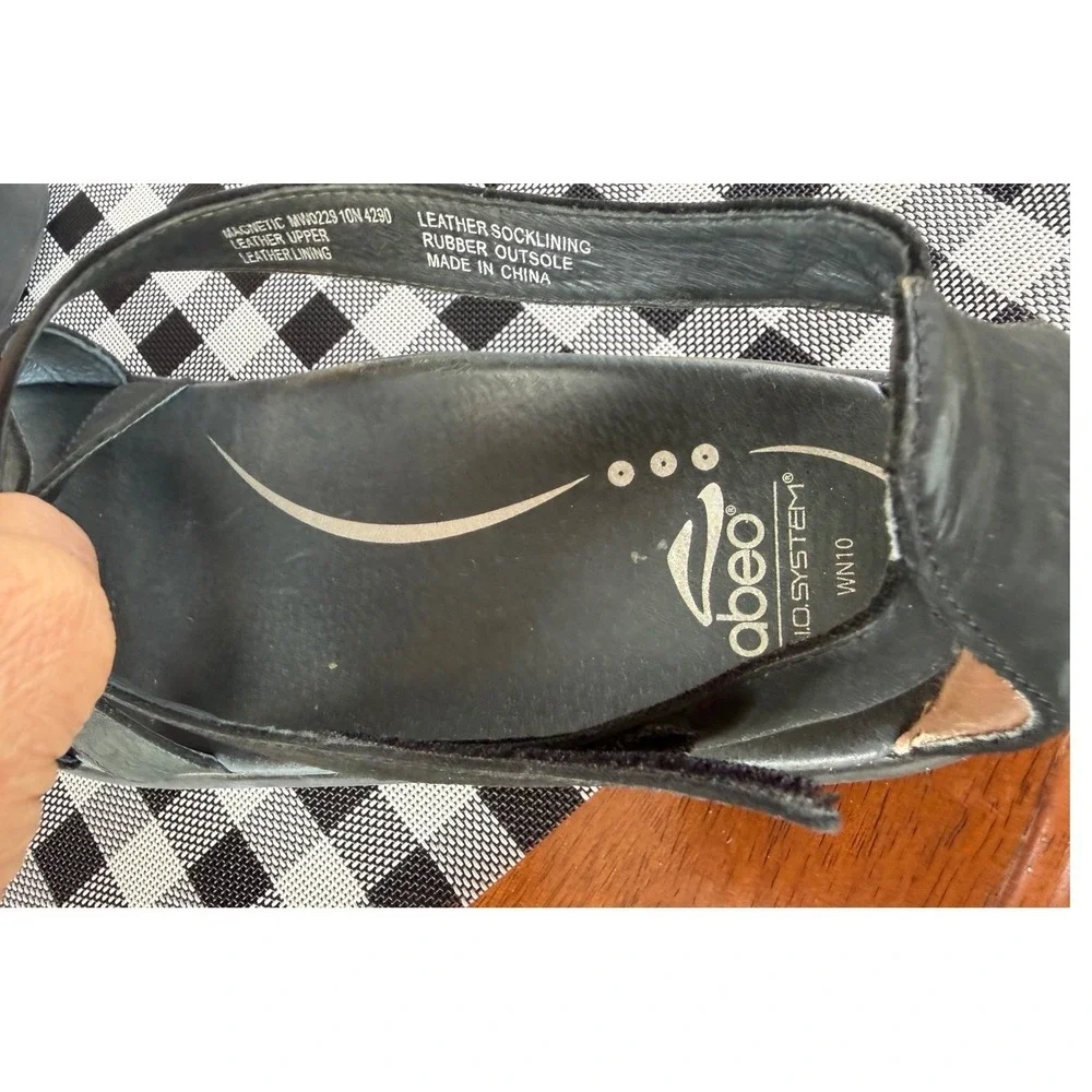 Abeo B.I.O.system Magnetic‎ Black Leather Strappy Platform Sandals Womens 10N